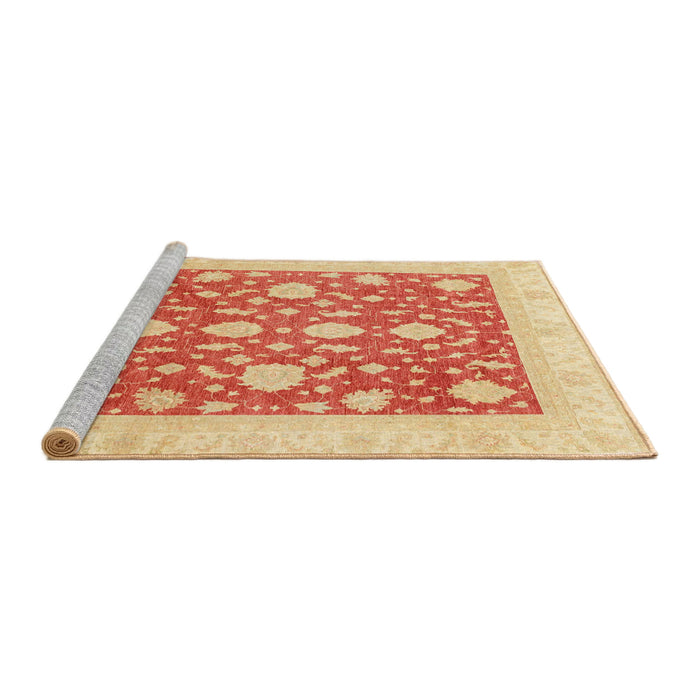 Sideview of Machine Washable Abstract Orange Red Rug, wshabs3782