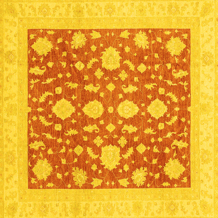 Square Machine Washable Oriental Yellow Traditional Rug, wshabs3782yw
