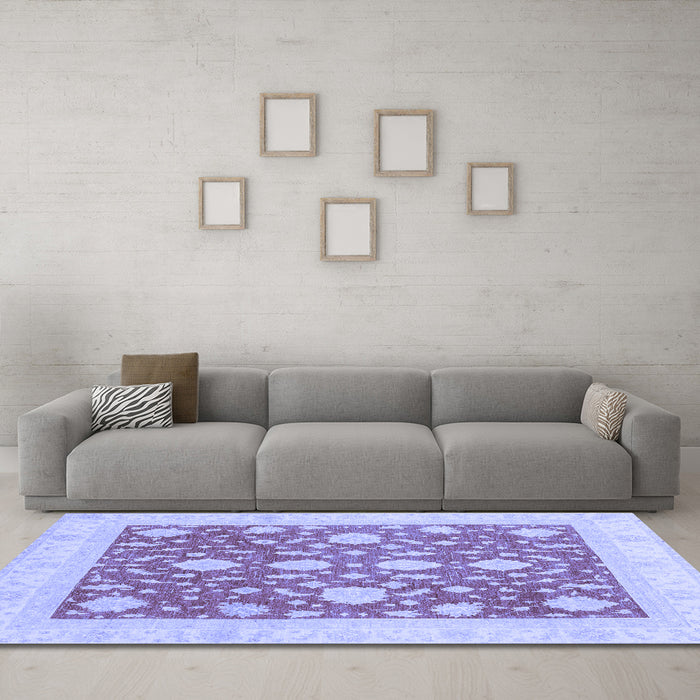 Machine Washable Oriental Blue Traditional Rug in a Living Room, wshabs3782blu