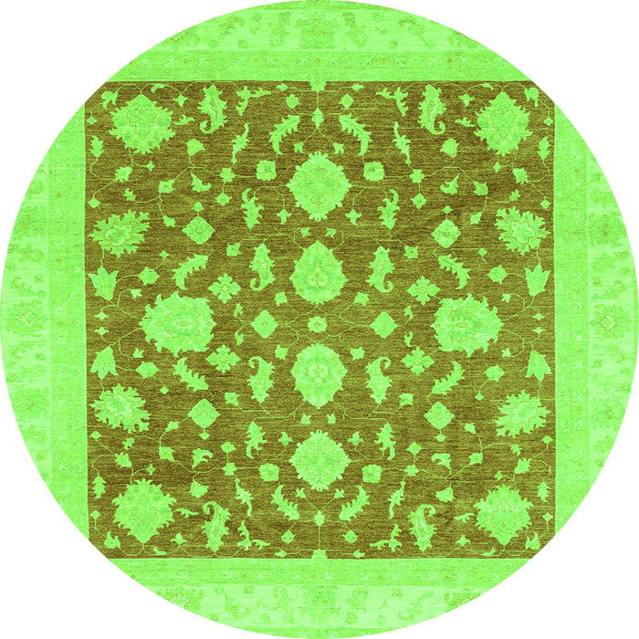 Round Oriental Green Traditional Rug, abs3782grn