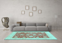 Machine Washable Oriental Light Blue Traditional Rug, wshabs3782lblu