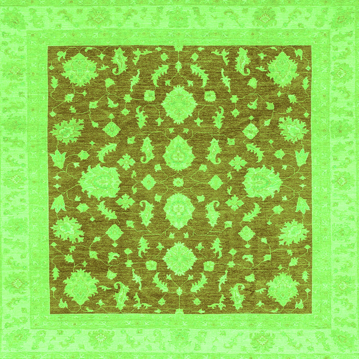 Square Machine Washable Oriental Green Traditional Area Rugs, wshabs3782grn