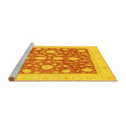 Sideview of Machine Washable Oriental Yellow Traditional Rug, wshabs3782yw