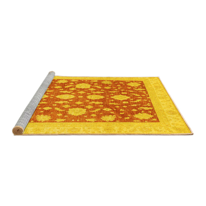 Sideview of Machine Washable Oriental Yellow Traditional Rug, wshabs3782yw
