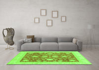 Machine Washable Oriental Green Traditional Rug, wshabs3782grn