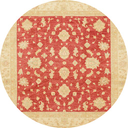 Round Abstract Orange Red Oriental Rug, abs3782
