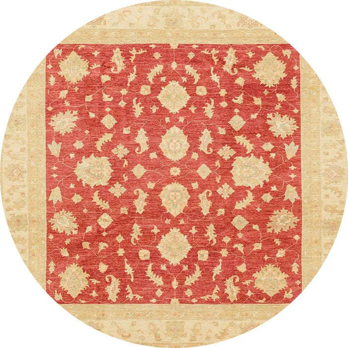 Round Abstract Orange Red Oriental Rug, abs3782