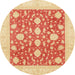 Round Abstract Orange Red Oriental Rug, abs3782