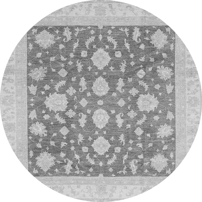 Round Machine Washable Oriental Gray Traditional Rug, wshabs3782gry