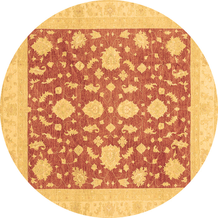 Round Oriental Brown Traditional Rug, abs3782brn