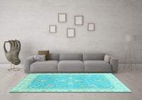 Machine Washable Oriental Light Blue Traditional Rug, wshabs3783lblu