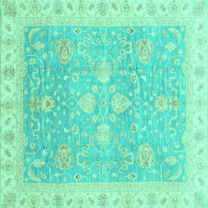 Square Oriental Turquoise Traditional Rug, abs3783turq