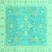 Square Oriental Turquoise Traditional Rug, abs3783turq