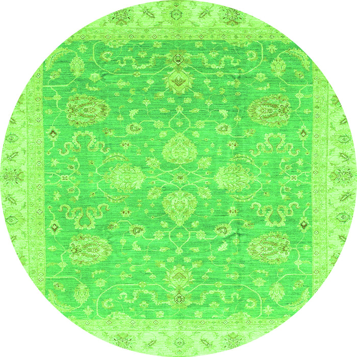 Round Oriental Green Traditional Rug, abs3783grn