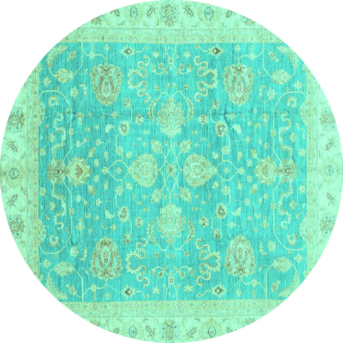 Round Oriental Turquoise Traditional Rug, abs3783turq