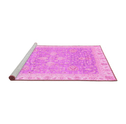 Sideview of Machine Washable Oriental Pink Traditional Rug, wshabs3783pnk