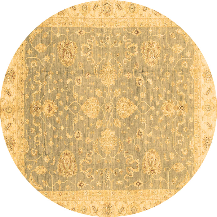 Round Oriental Brown Traditional Rug, abs3783brn
