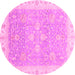 Round Oriental Pink Traditional Rug, abs3783pnk