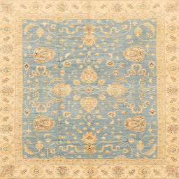 Square Abstract Brown Gold Oriental Rug, abs3783