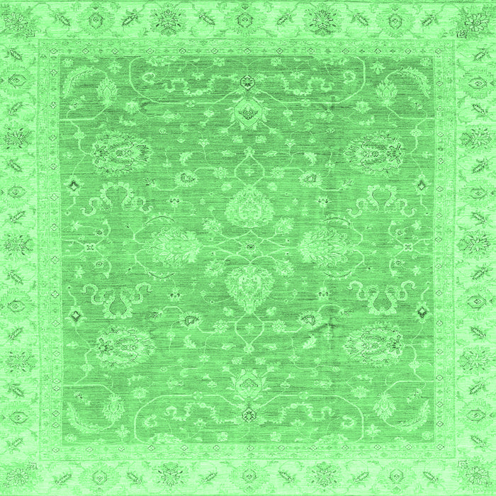 Square Machine Washable Oriental Emerald Green Traditional Area Rugs, wshabs3783emgrn