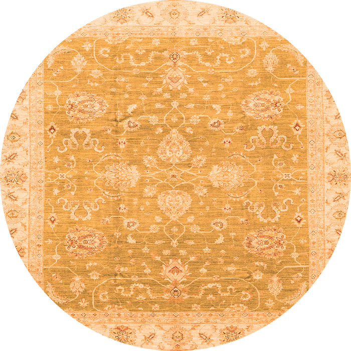 Round Oriental Orange Traditional Rug, abs3783org