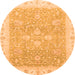 Round Oriental Orange Traditional Rug, abs3783org