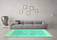 Machine Washable Oriental Turquoise Traditional Rug, wshabs3783turq