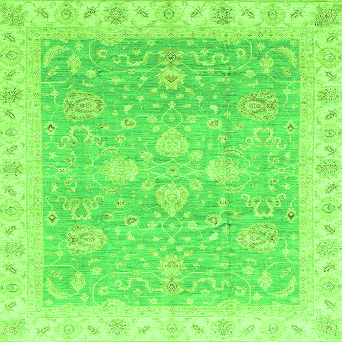 Square Machine Washable Oriental Green Traditional Area Rugs, wshabs3783grn