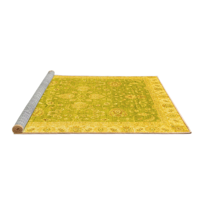 Sideview of Machine Washable Oriental Yellow Traditional Rug, wshabs3783yw