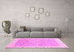 Machine Washable Oriental Pink Traditional Rug in a Living Room, wshabs3783pnk