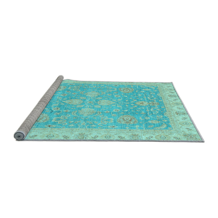 Sideview of Machine Washable Oriental Light Blue Traditional Rug, wshabs3783lblu
