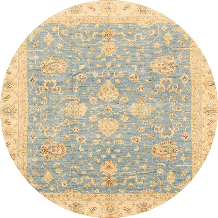 Round Abstract Brown Gold Oriental Rug, abs3783