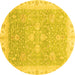 Round Oriental Yellow Traditional Rug, abs3783yw