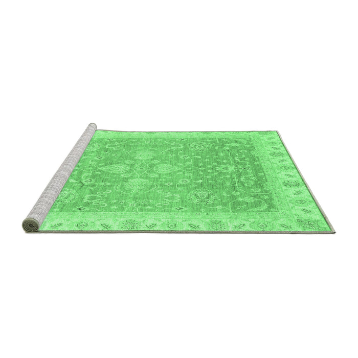 Sideview of Machine Washable Oriental Emerald Green Traditional Area Rugs, wshabs3783emgrn