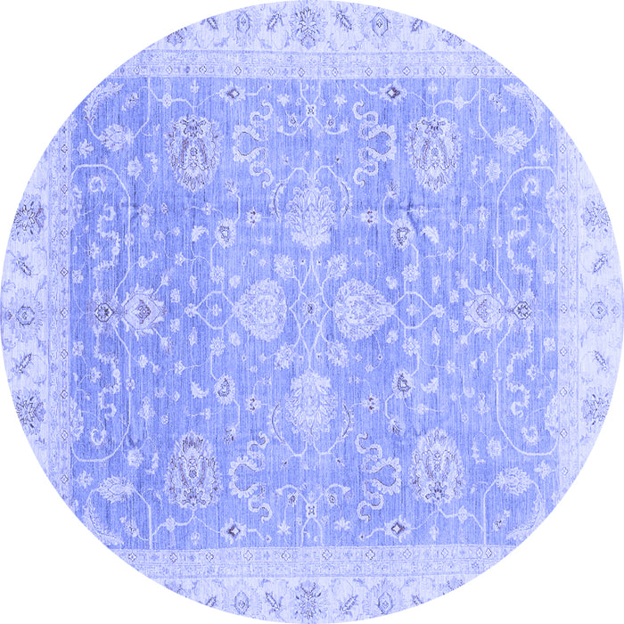 Round Machine Washable Oriental Blue Traditional Rug, wshabs3783blu