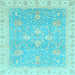 Square Oriental Light Blue Traditional Rug, abs3783lblu