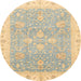 Round Machine Washable Abstract Brown Gold Rug, wshabs3783