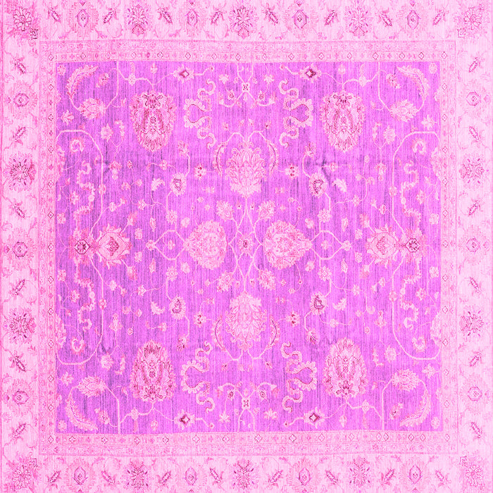 Square Machine Washable Oriental Pink Traditional Rug, wshabs3783pnk