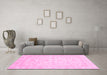 Machine Washable Oriental Pink Traditional Rug in a Living Room, wshabs3784pnk