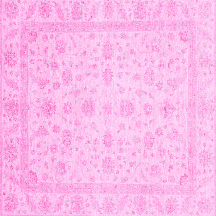 Square Machine Washable Oriental Pink Traditional Rug, wshabs3784pnk