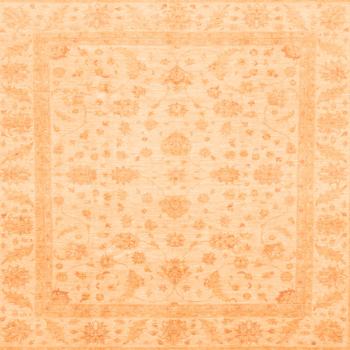Square Machine Washable Oriental Orange Traditional Area Rugs, wshabs3784org