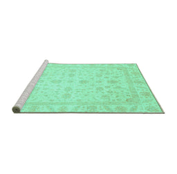 Sideview of Machine Washable Oriental Turquoise Traditional Area Rugs, wshabs3784turq