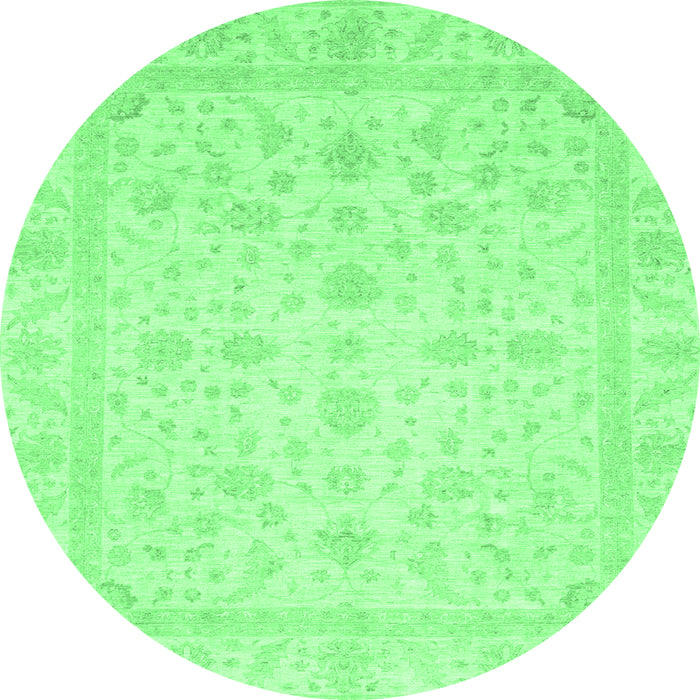 Round Oriental Emerald Green Traditional Rug, abs3784emgrn