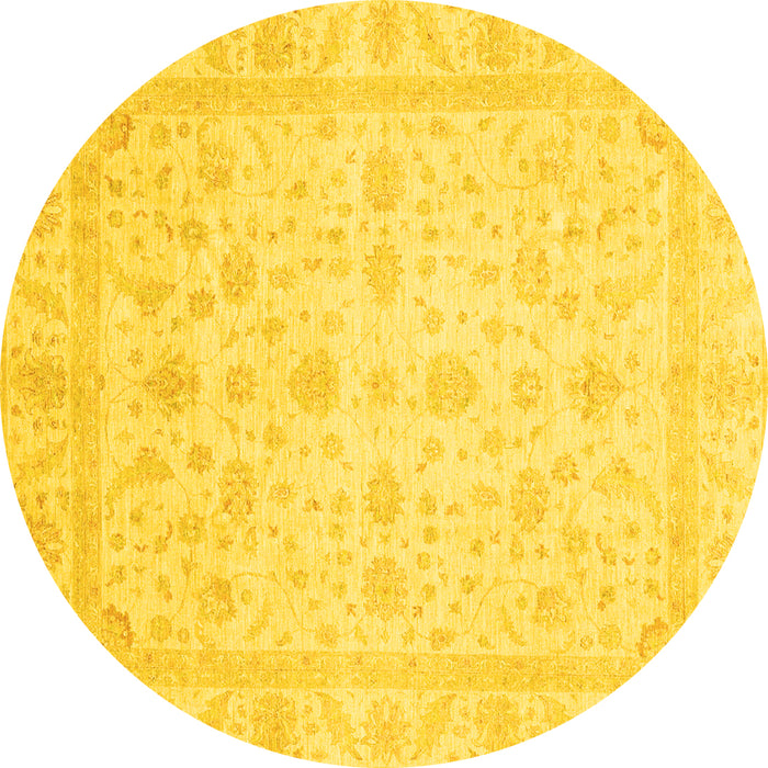 Round Oriental Yellow Traditional Rug, abs3784yw