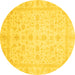 Round Oriental Yellow Traditional Rug, abs3784yw