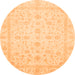 Round Machine Washable Oriental Orange Traditional Area Rugs, wshabs3784org