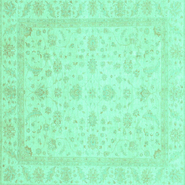 Square Machine Washable Oriental Turquoise Traditional Area Rugs, wshabs3784turq