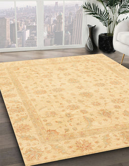 Machine Washable Abstract Mustard Yellow Rug in a Family Room, wshabs3784