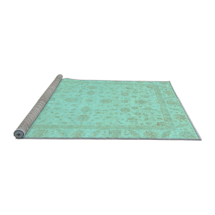 Sideview of Machine Washable Oriental Light Blue Traditional Rug, wshabs3784lblu