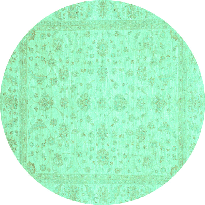 Round Oriental Turquoise Traditional Rug, abs3784turq